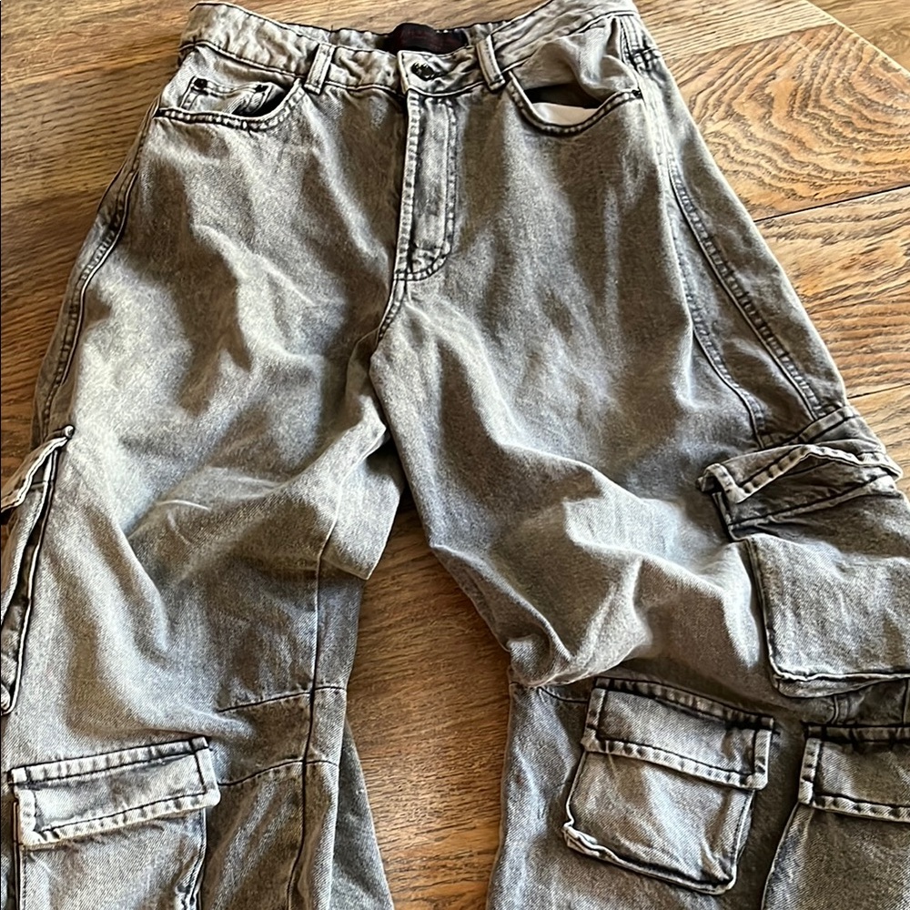 Love for Humanity Premium Denim Cargo Acid Washed Gray Jeans Y2K
Grunge Retro